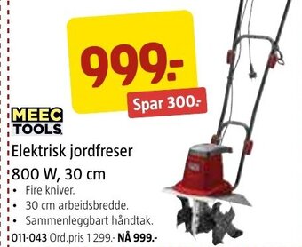 Jula Elektrisk Jordfreser 800 W, 30 cm tilbud