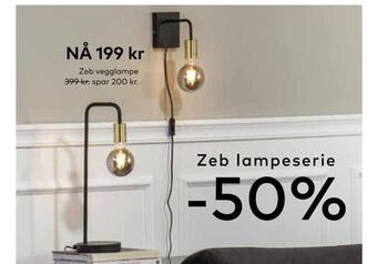 Skeidar Zeb vegglampe tilbud