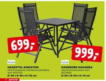 jem & fix Hagebord havanna tilbud
