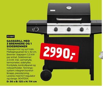 jem & fix Gassgrill med 3 brennere og 1 sidebrenner tilbud