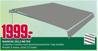 Europris Markise 3x2,5 meter tilbud
