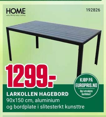 Europris Larkollen hagebord tilbud