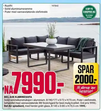 Europris Bel-air hjørnesofa tilbud