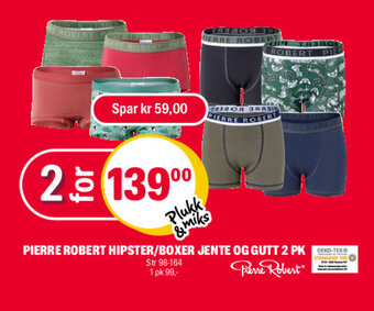 Coop Extra Pierre Robert Hipster/ Boxer Jente Og Gutt 2 pk tilbud
