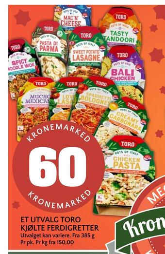 Coop Mega Et utvalg toro kjølte ferdigretter tilbud