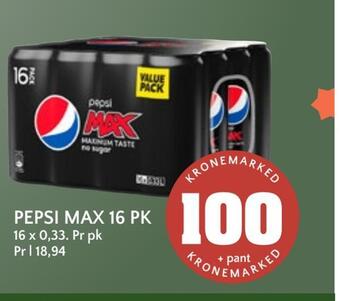 Coop Mega Pepsi max 16 pk tilbud