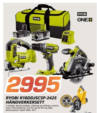 Coop Byggmix Ryobi r18ddjscsp-242s håndverkersett tilbud