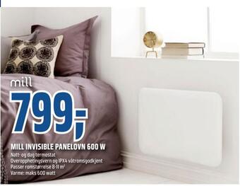 Coop Obs Mill invisible panelovn 600 w tilbud