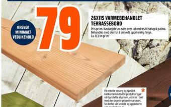 Obs Bygg 26x115 varmebehandlet terrassebord tilbud