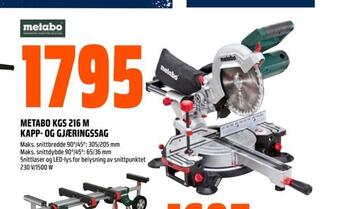 Obs Bygg Metabo kgs 216 m kapp- og gjæringssag tilbud