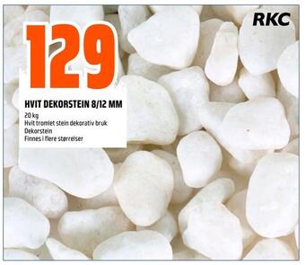 Obs Bygg Hvit dekorstein 8/12 mm tilbud