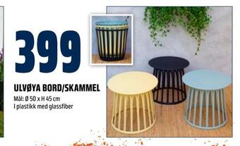 Obs Bygg Ulvøya bord/skammel tilbud