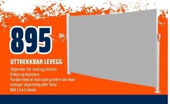 Obs Bygg Uttrekkbar levegg tilbud