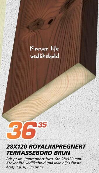 Coop Byggmix 28x120 royalimpregnert terrassebord brun tilbud