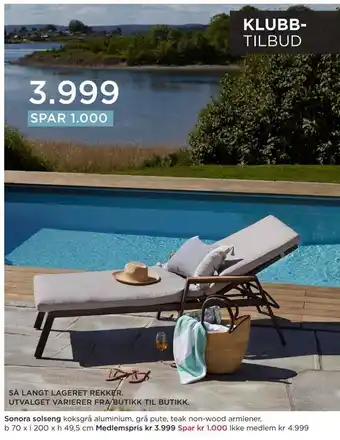 Møbelringen Sonora solseng tilbud