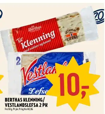Coop Prix Berthas klenning/ vestlandslefsa 2 pk tilbud