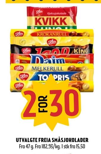 Coop Prix Utvalgte freia småsjokolader tilbud