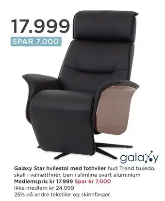 Møbelringen Galaxy star hvilestol med fothviler tilbud