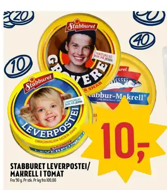 Coop Prix Stabburet leverpostei/ makrell i tomat tilbud