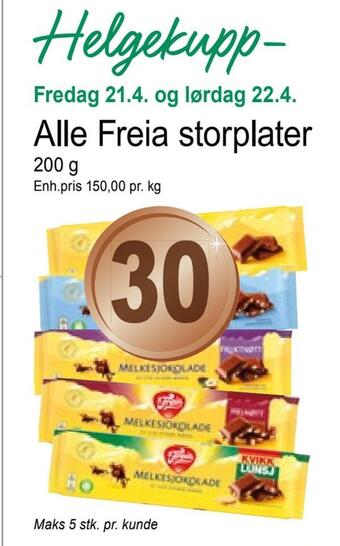 Joker Alle freia storplater tilbud