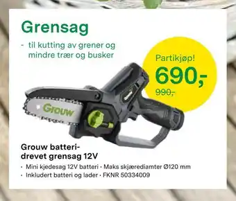 Felleskjøpet Grouw batteri drevet grensag 12v tilbud