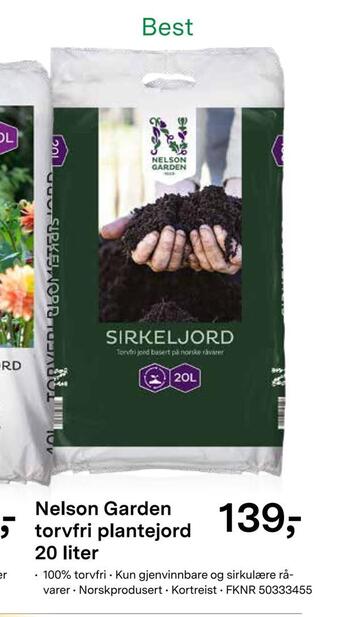 Felleskjøpet Nelson garden torvfri plantejord 20 liter tilbud