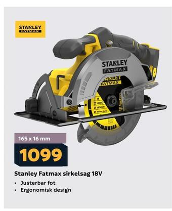 Megaflis Stanley fatmax sirkelsag 18v tilbud