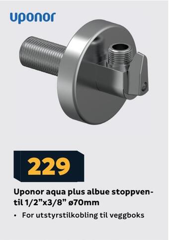 Megaflis Uponor aqua plus albue stoppven til 1/2x3/8 ø70mm tilbud