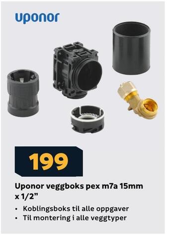 Megaflis Uponor veggboks pex m7a 15mm x 1/2 tilbud