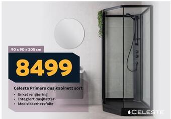 Megaflis Celeste primero dusjkabinett sort tilbud