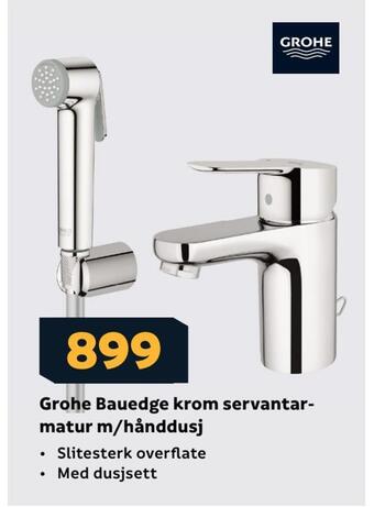 Megaflis Grohe bauedge krom servantar matur m/hånddusj tilbud