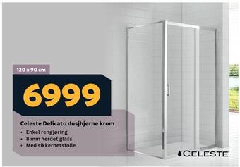 Megaflis Celeste delicato dusjhjørne krom tilbud