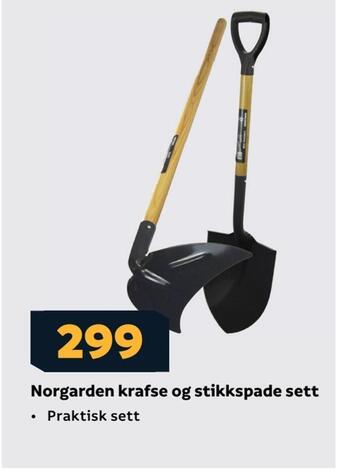 Megaflis Norgarden krafse og stikkspade sett tilbud