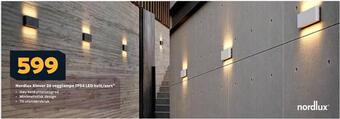 Megaflis Nordlux kinver 26 vegglampe ip54 led hvit/sort tilbud