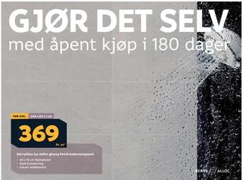 Megaflis Berryalloc lys skifer glossy finish baderomspanel tilbud
