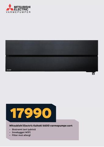Megaflis Mitsubishi electric kaiteki 6600 varmepumpe sort tilbud