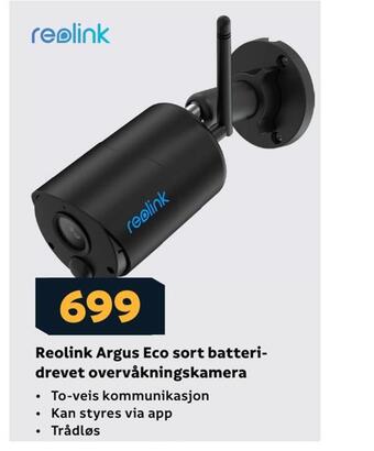Megaflis Reolink argus eco sort batteri drevet overvåkningskamera tilbud