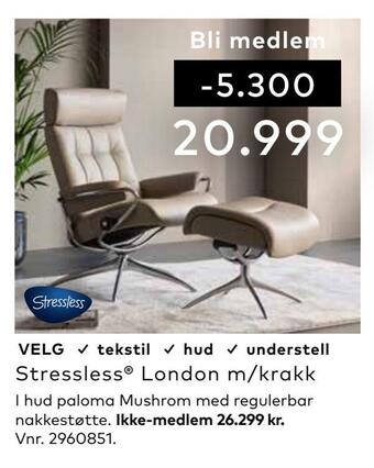 Skeidar Stressless® london m/krakk tilbud