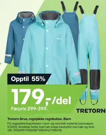 XXL Sport Tretorn arva, regnjakke regnbukse, barn tilbud