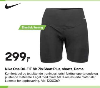 XXL Sport Nike one dri-fit mr 7in short plus, shorts, dame tilbud