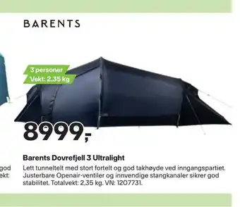XXL Sport Barents dovrefjell 3 ultralight tilbud
