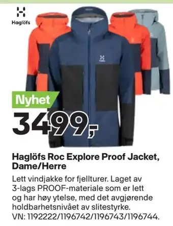 XXL Sport Haglöfs roc explore proof jacket, dame/herre tilbud