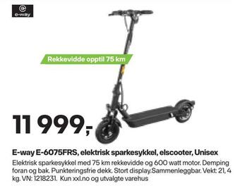 XXL Sport E-way e-6075frs, elektrisk sparkesykkel, elscooter, unisex tilbud