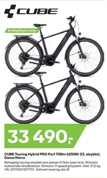 XXL Sport Cube touring hybrid pro perf 75nm 625wh 23, elsykkel, dame/herre tilbud
