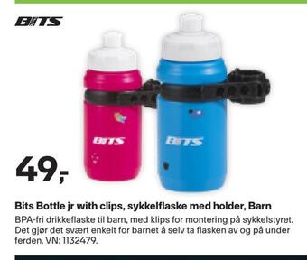 XXL Sport Bits bottle jr with clips, sykkelflaske med holder, barn tilbud