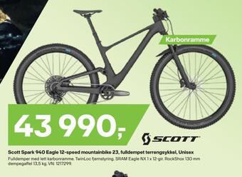 XXL Sport Scott spark 940 eagle 12-speed mountainbike 23, fulldempet terrengsykkel, unisex tilbud