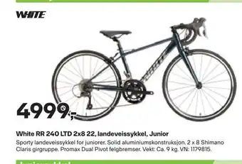 XXL Sport White rr 240 ltd 2x8 22, landeveissykkel, junior tilbud