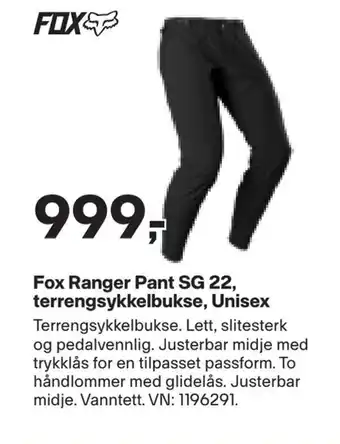 XXL Sport Fox ranger pant sg 22, terrengsykkelbukse, unisex tilbud