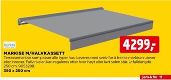 jem & fix Markise m/halvkassett tilbud