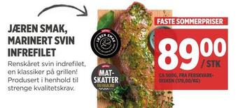 Meny Jæren smak, marinert svin infrefilet tilbud